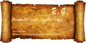 Romhányi György névjegykártya